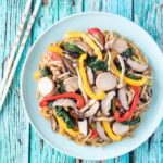 Asian Mushrooms and Vegetables Stir-Fry Noodles Gluten Free
